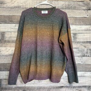 Old Navy Sweater Cozy Crew Neck Ombre Colorful Stripe Wool Recycled Polyester S